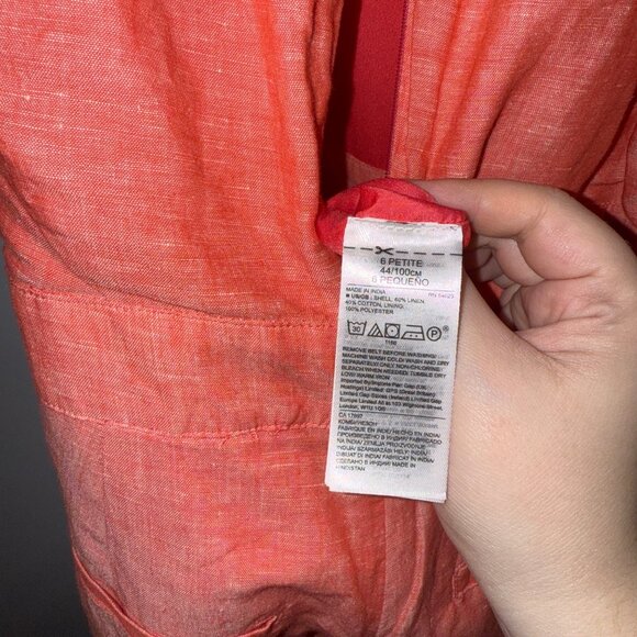 Banana Republic Coral Sleeveless Petite Size 6Jumpsuit With Back Button Closure - Picture 7 of 7